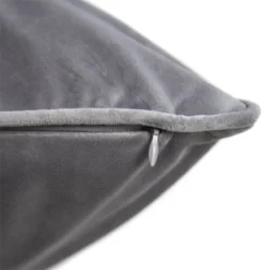 None Large Plain Velvet Cushion - Light Grey - 58x58cm -Home Decor Shop 12827086 1584832958649827