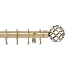 Harrison Drape Ball Cage Finial Curtain Pole - Antique Brass - 3m (28mm)