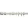 White Wooden Curtain Pole & Ball Finial - 1.8m