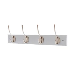 4 Victorian Satin Nickel Hooks On Dove Bloc Board
