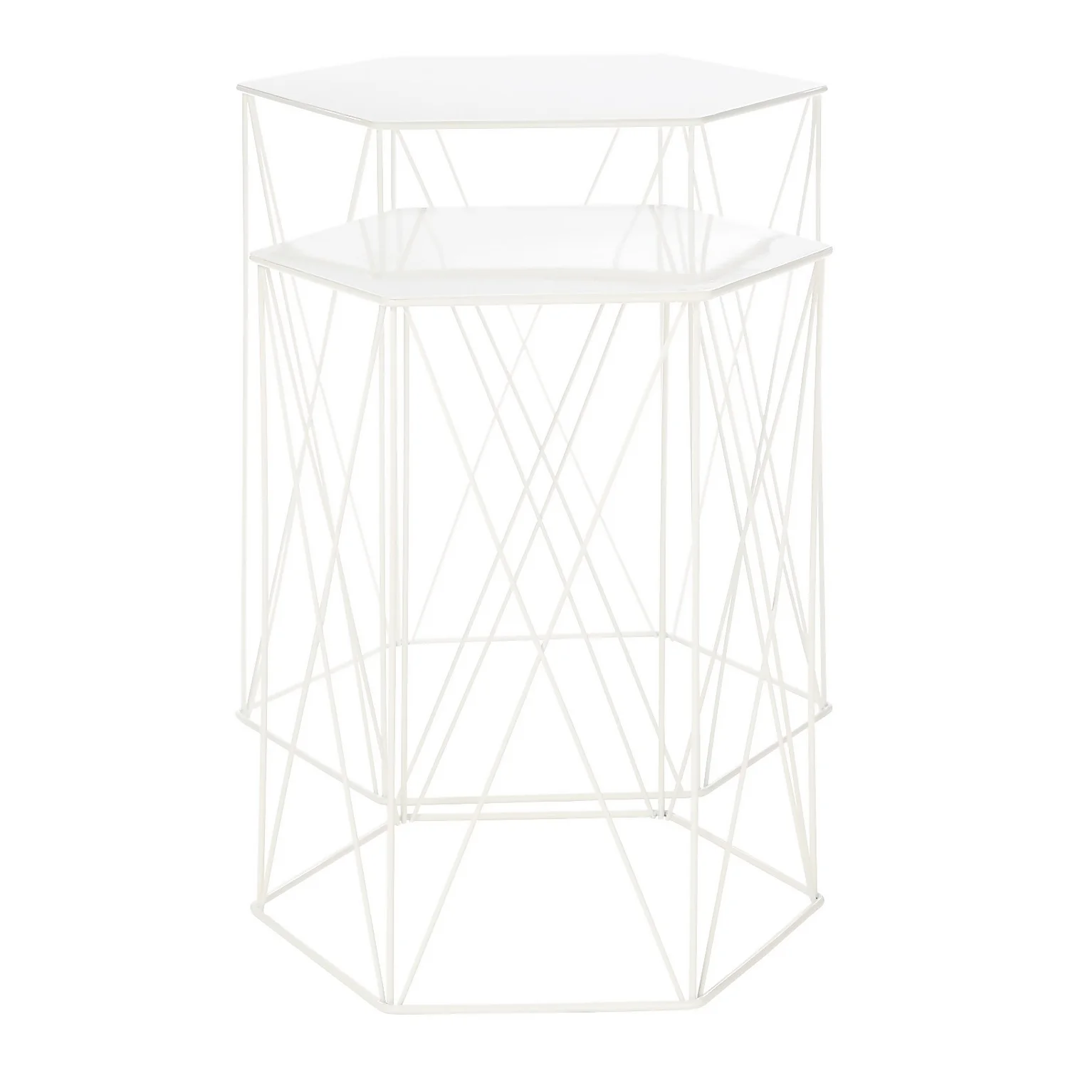 Hex Side Table Set Of 2 White 4 Hex Side Table Set Of 2 White - Image 2