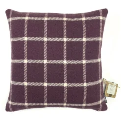 Country Living Wool Check Cushion - 50x50cm - Grape