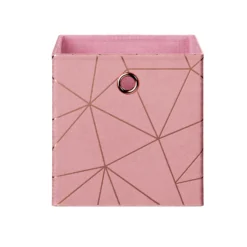 Clever Cube Velvet Geometric Insert - Pink & Rose Gold -Home Decor Shop 12932960 1744887876808350