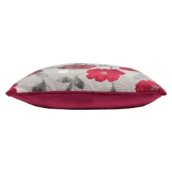 Cut Velvet Poppy Cushion - 45x45cm - Red -Home Decor Shop 12969631 3994900336062000