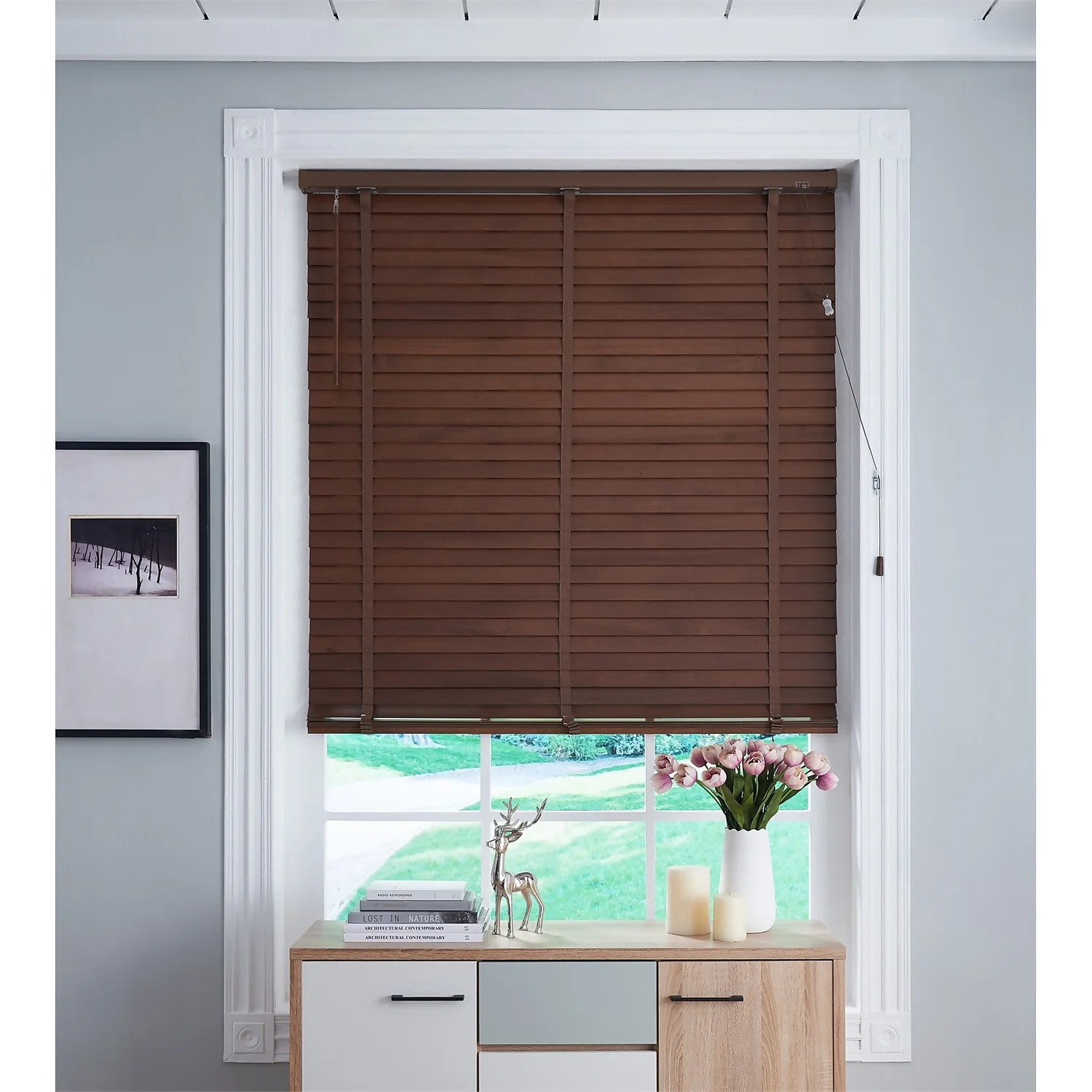 50mm Wood Venetian Blind - Walnut - 80x160cm 3 50mm Wood Venetian Blind - Walnut - 80x160cm