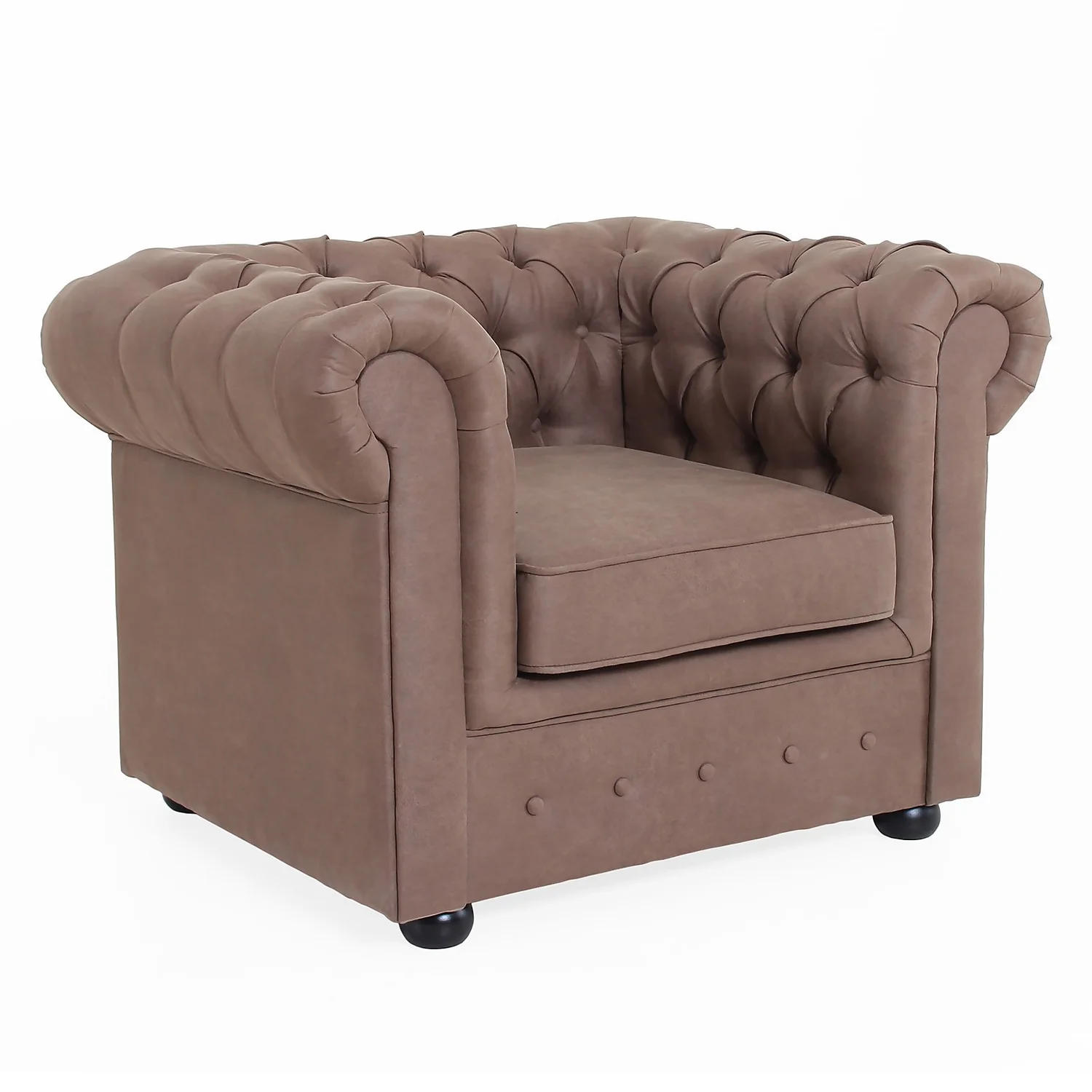 Chesterfield Faux Leather Armchair - Tan 3 Chesterfield Faux Leather Armchair - Tan