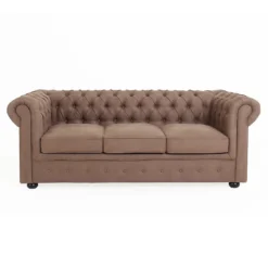 Chesterfield Faux Leather 3 Seater Sofa - Tan 12 Chesterfield Faux Leather 3 Seater Sofa - Tan -Home Decor Shop 13514413 4794961771174967