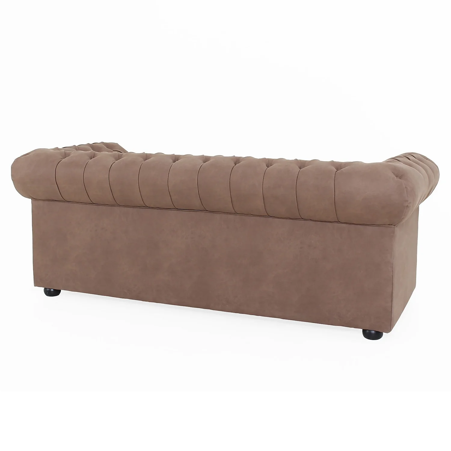 Chesterfield Faux Leather 3 Seater Sofa - Tan 6 Chesterfield Faux Leather 3 Seater Sofa - Tan - Image 4