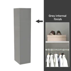 House Beautiful Honest Fitted Look Single Wardrobe, Grey Carcass - Gloss Grey Slab Door (W) 490mm X (H) 2226mm