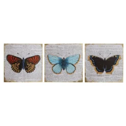 Set Of 3 Butterfly Wall Plaques - 20x20cm